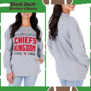NFL Kansas City Chiefs Women's Gray Crew Neck Sweatshirt. Size Med